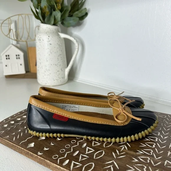 Chooka Duck Skimmer Black and Tan Flats and Loafers with Decorative Bow - Size 7 - Picture 6 of 10